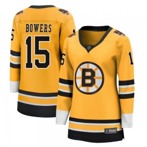 Women's Fanatics Branded Boston Bruins Shane Bowers Gold 2020/21 Special Edition Jersey - Breakaway